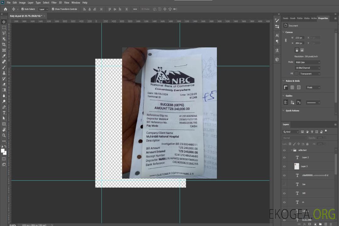 Reçu de paiement de la banque NBC Canada template